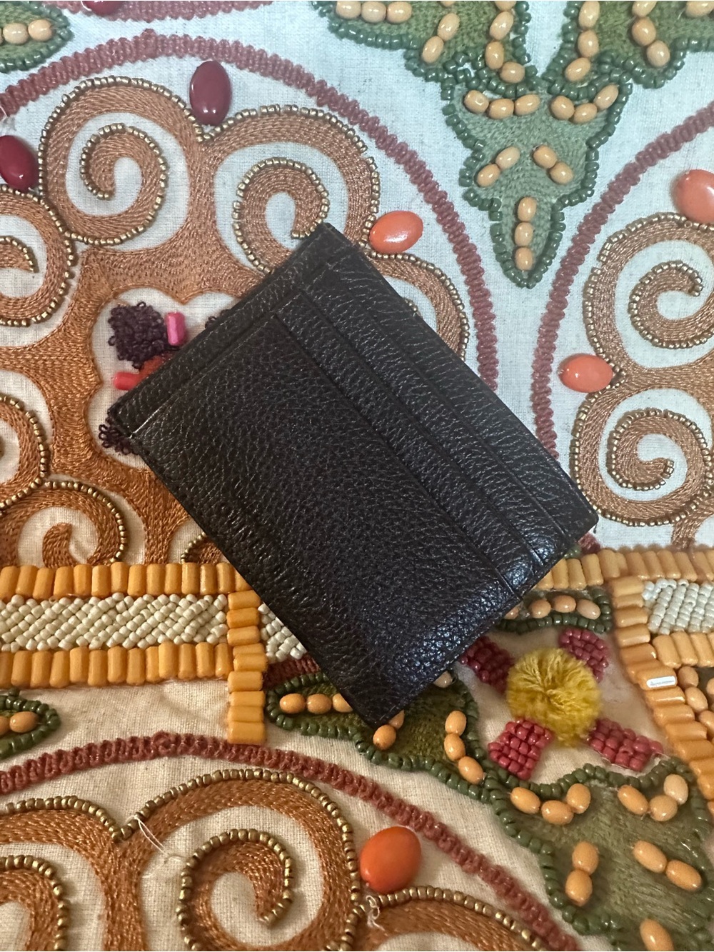 Oliver Bonas Brown Pebbled Leather Card Wallet